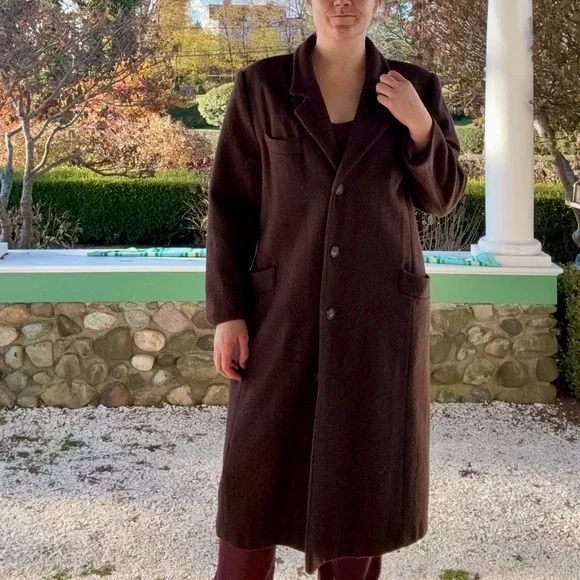 VTG Long Brown Overcoat sz Medium - Picture 6 of 12